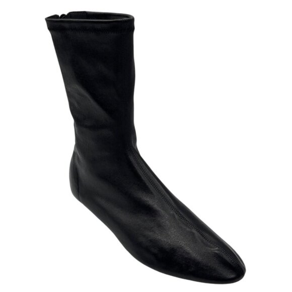 KHAITE BLACK LEATHER APOLLO ANKLE BOOTS